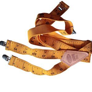 Vintage Carpenter Suspenders Yellow Ruler Alligator Clips By Bucket Boss
